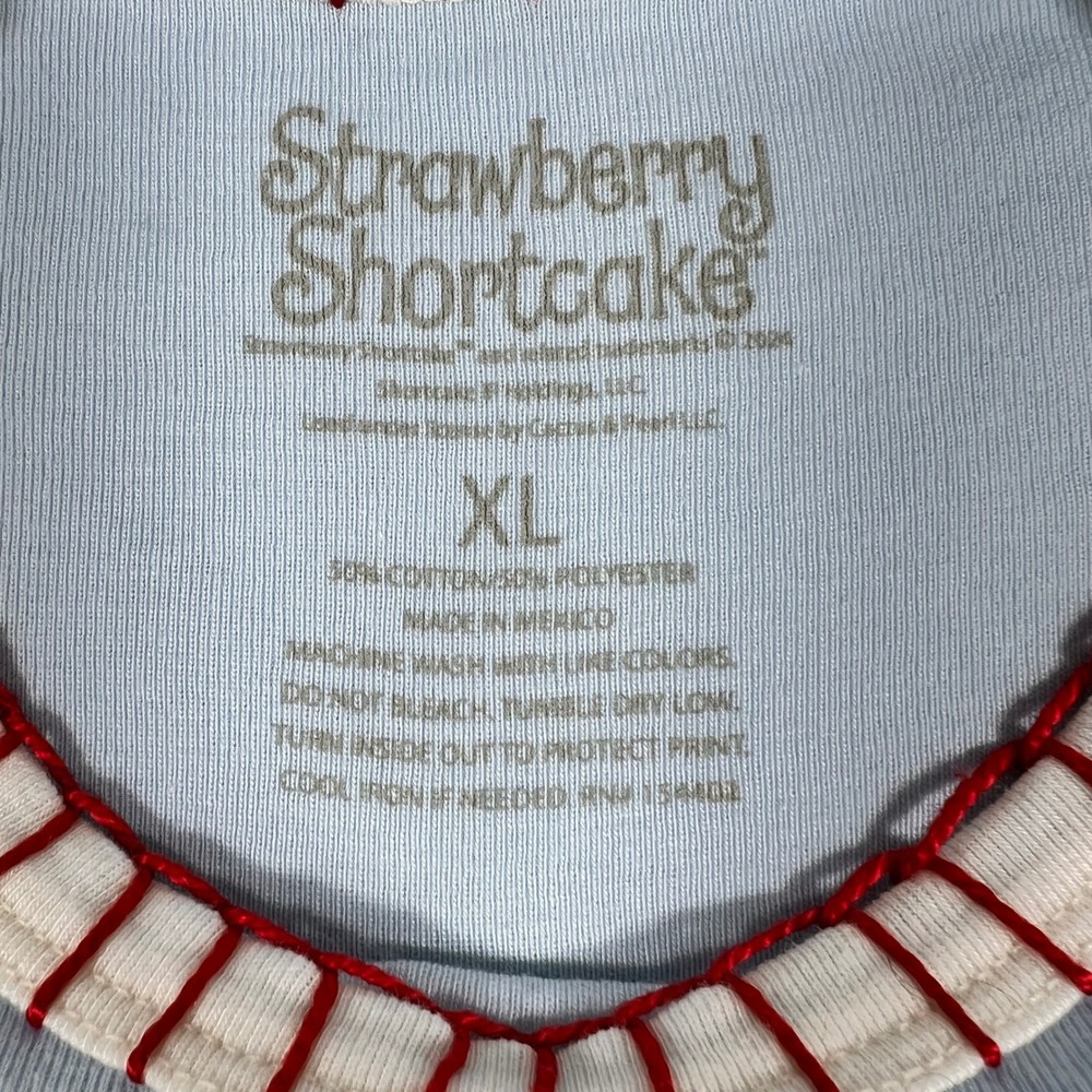 Strawberry Shortcake Graphic Tee Ringer Collar Retro Cartoon XL - Picture 3 of 6